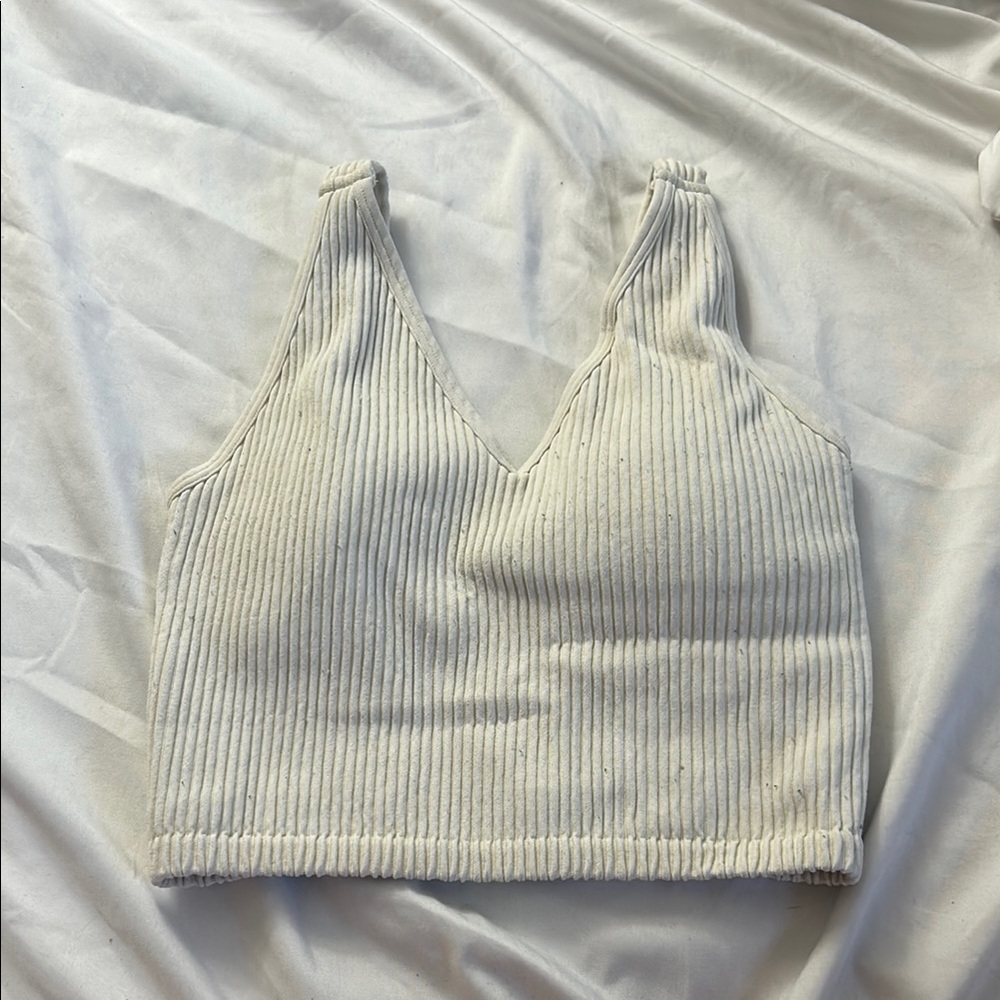 White Ribbed Women's Top